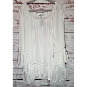 Avenue Women's Cream Boho Bell Sleeve Peasant Blouse Plus Size 30/32 NEW w tag!